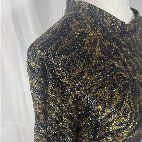 Ganni Gold and Brown Zebra Print Fitted Top Size 40/L - Picture 7 of 10